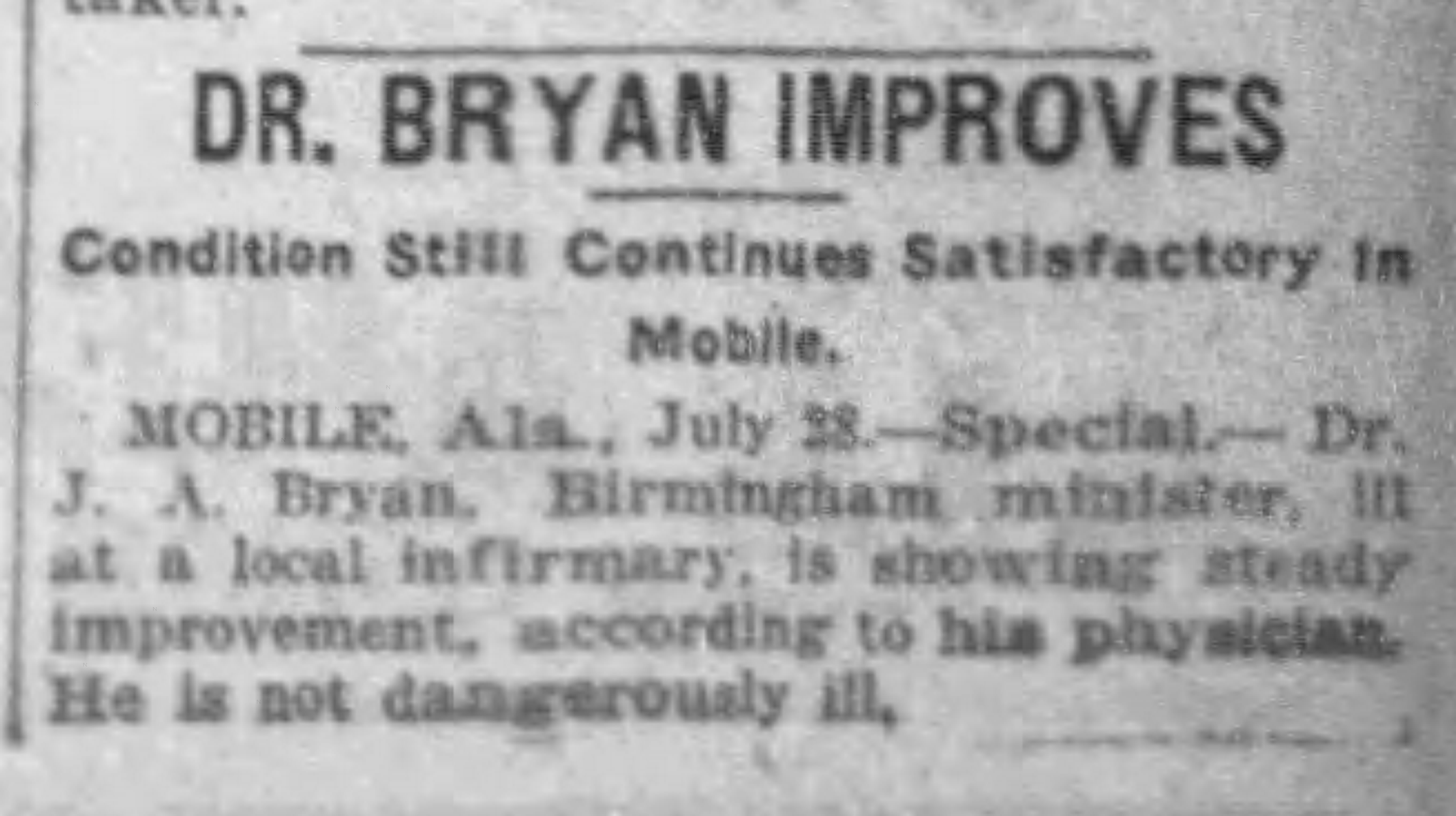 Dr. Bryan Improves